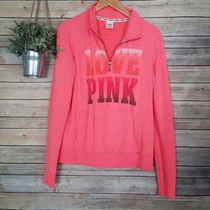 VS LOVE PINK PULLOVER HALF ZIP